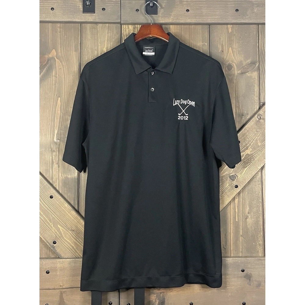 Nike Golf Dri-Fit Polo Shirt Men's Large Black Lazy Dog Open 2012 NWT